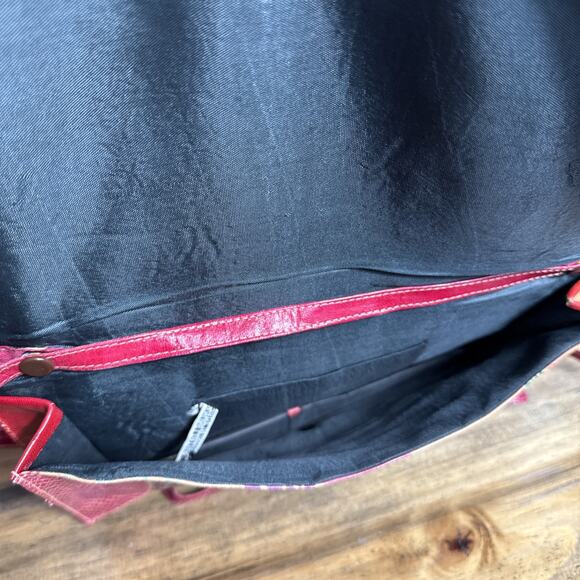 Vintage Leather Patchwork Clutch Envelope Purse Made In India 1980s 1970s Boho - Picture 5 of 9